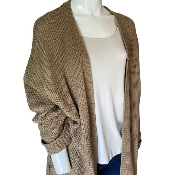 NINEXIS Cardigan Sweater Midi Open Front Size M Boho Minimalist Neutral Tan - Picture 9 of 13